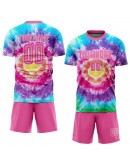 Best Pro Custom Tie Dye Pink-White Sublimation Soccer Uniform Jersey