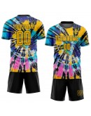 Best Pro Custom Tie Dye Gold-Black Sublimation Soccer Uniform Jersey
