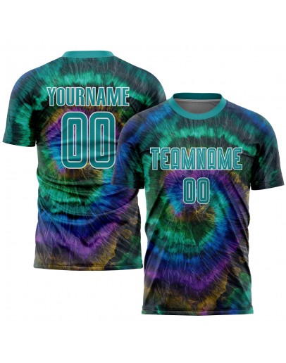 Best Pro Custom Tie Dye Aqua-White Sublimation Soccer Uniform Jersey