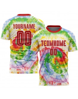 Best Pro Custom Tie Dye Red-White Sublimation Soccer Uniform Jersey