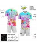 Best Pro Custom Tie Dye White-Light Blue Sublimation Soccer Uniform Jersey