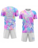 Best Pro Custom Tie Dye White-Light Blue Sublimation Soccer Uniform Jersey