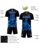 Best Pro Custom Black Royal-Light Blue Flame Sublimation Soccer Uniform Jersey