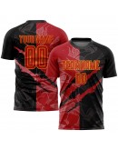 Best Pro Custom Graffiti Pattern Red-Gold Sublimation Soccer Uniform Jersey