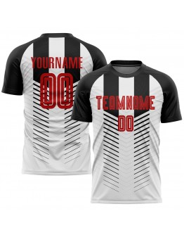 Best Pro Custom Black Red-White Sublimation Soccer Uniform Jersey