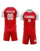 Best Pro Custom Red White Away Sublimation Soccer Uniform Jersey