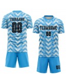 Best Pro Custom Light Blue Black-White Home Sublimation Soccer Uniform Jersey