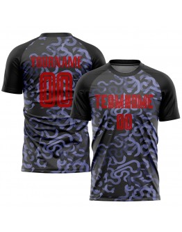 Best Pro Custom Black Red-Purple Third Sublimation Soccer Uniform Jersey