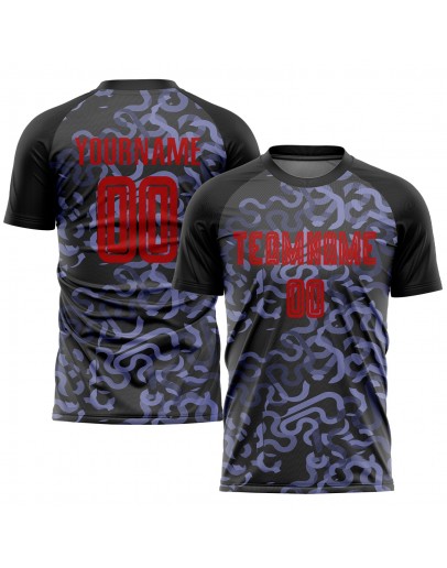 Best Pro Custom Black Red-Purple Third Sublimation Soccer Uniform Jersey