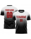 Best Pro Custom White Red-Black Sublimation Fade Fashion Soccer Uniform Jersey