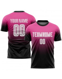Best Pro Custom Pink White-Black Sublimation Fade Fashion Soccer Uniform Jersey