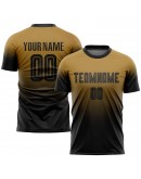 Best Pro Custom Old Gold Black Sublimation Fade Fashion Soccer Uniform Jersey