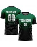 Best Pro Custom Kelly Green White-Black Sublimation Fade Fashion Soccer Uniform Jersey