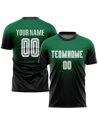 Best Pro Custom Kelly Green White-Black Sublimation Fade Fashion Soccer Uniform Jersey