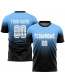 Best Pro Custom Powder Blue White-Black Sublimation Fade Fashion Soccer Uniform Jersey